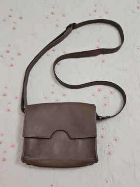 Still Nordiac Taupe Gray Leather Nobi Crossbody Shoulder Bag 7x6